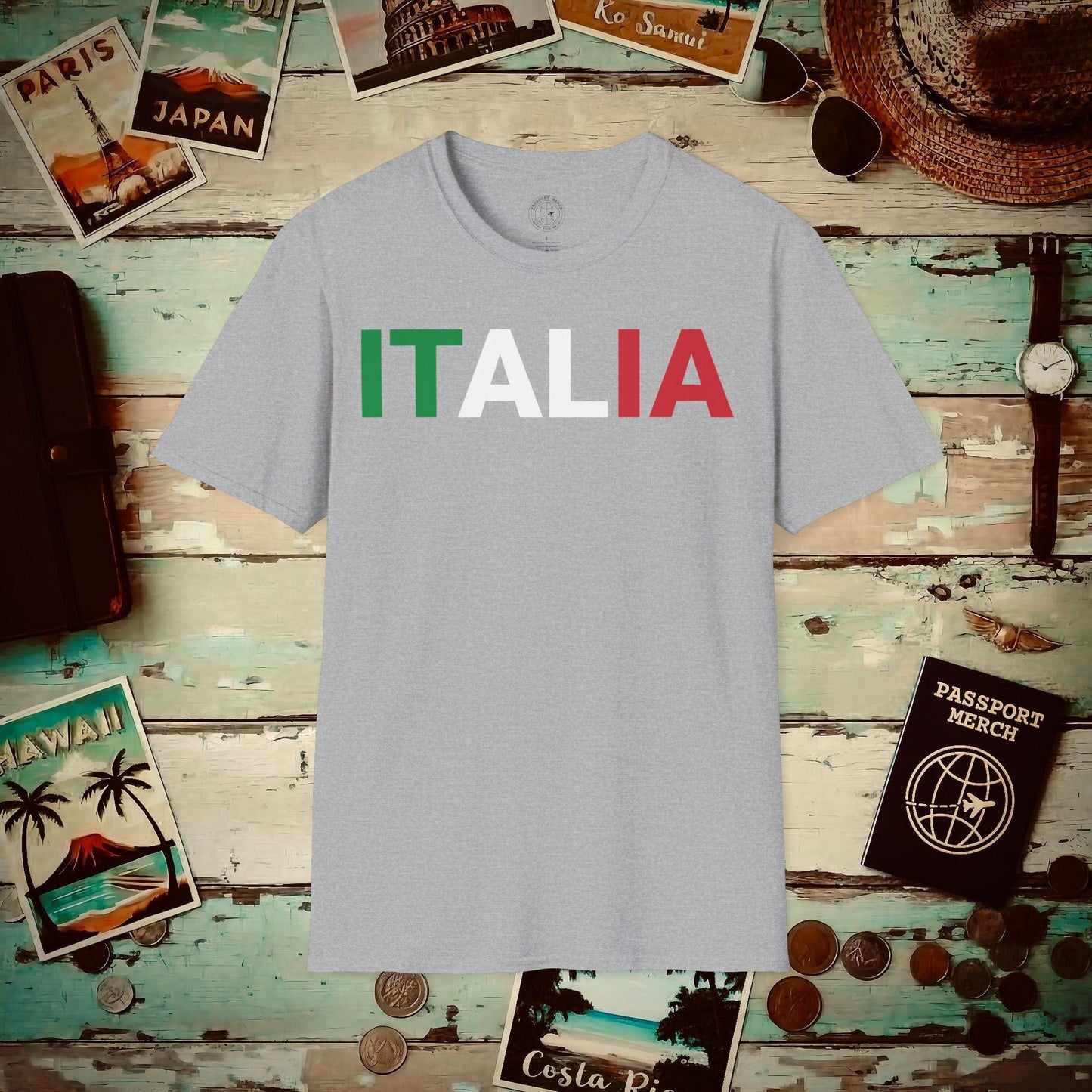 Italia Patriotism Italy Letter Flag T-Shirt Sport Grey / S