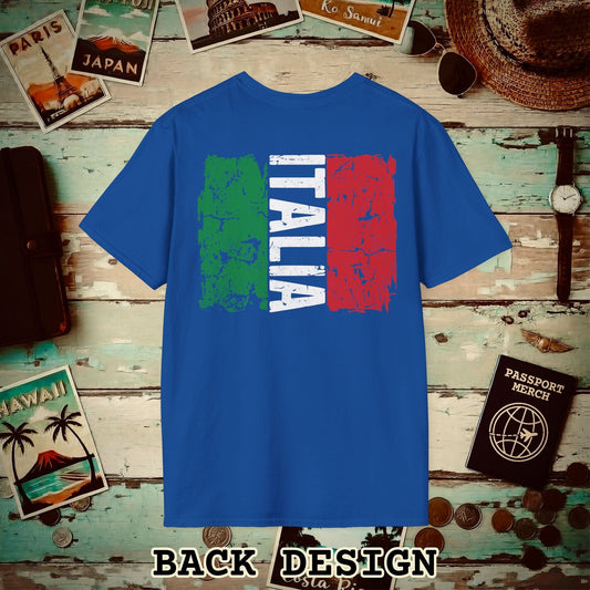 Italy Vintage Flag Back Print T-Shirt Royal / S