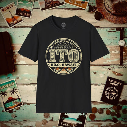 ITO, Hilo, Hawaii Vintage Airport Code T-Shirt Black / S