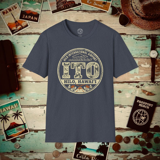 ITO, Hilo, Hawaii Vintage Airport Code T-Shirt Heather Navy / S