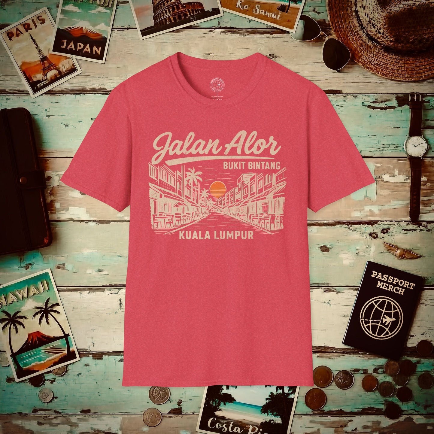 Jalan Alor Kuala Lumpur Malaysia (Vintage Urban) T-Shirt Heather Red / S