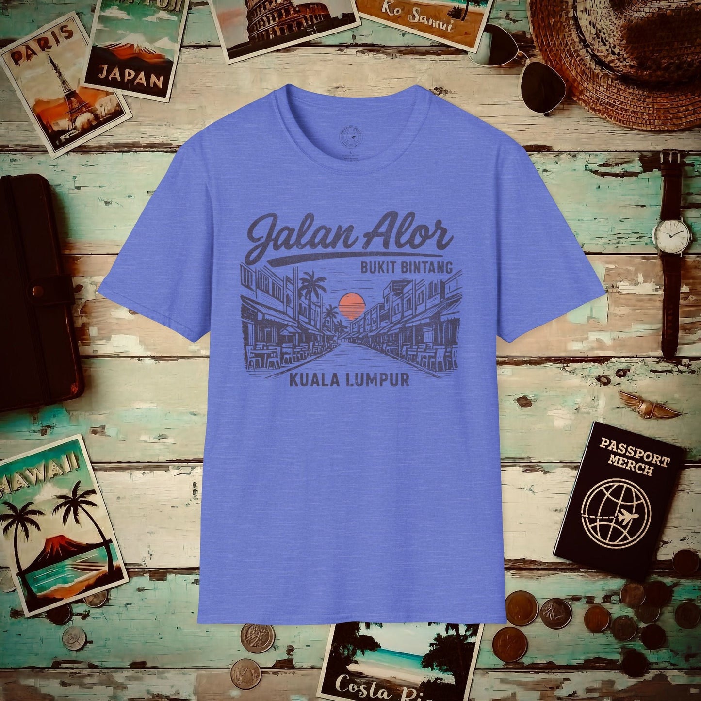 Jalan Alor Kuala Lumpur Malaysia (Vintage Urban) T-Shirt Heather Royal / S