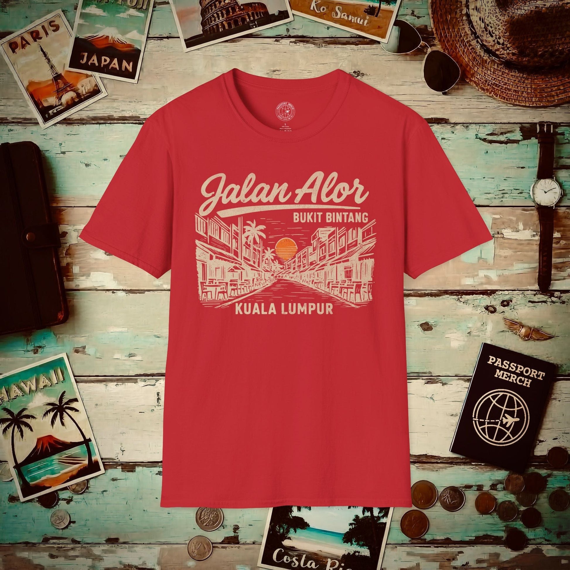 Jalan Alor Kuala Lumpur Malaysia (Vintage Urban) T-Shirt Red / S