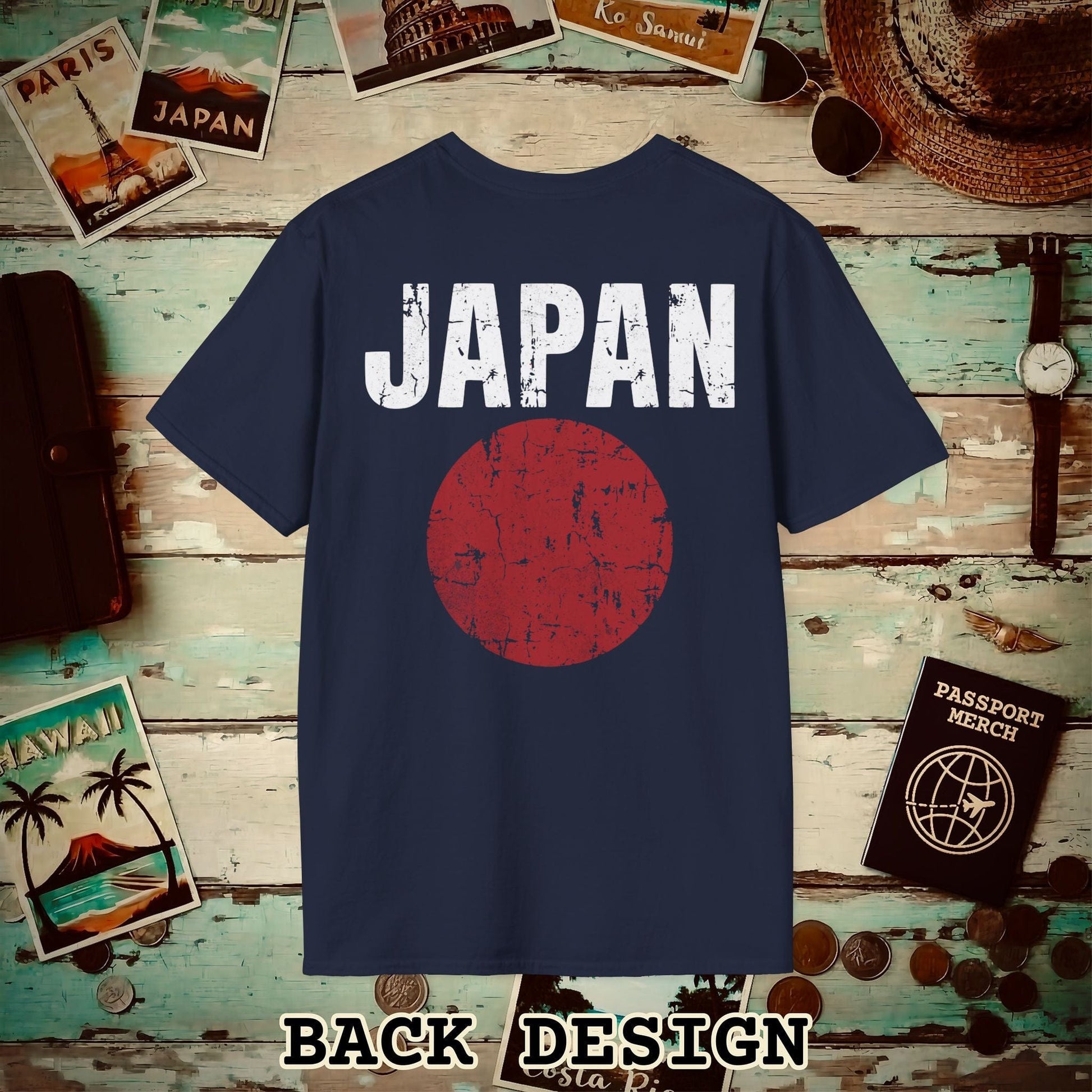 Japan Vintage Flag Back Print T-Shirt Navy / S