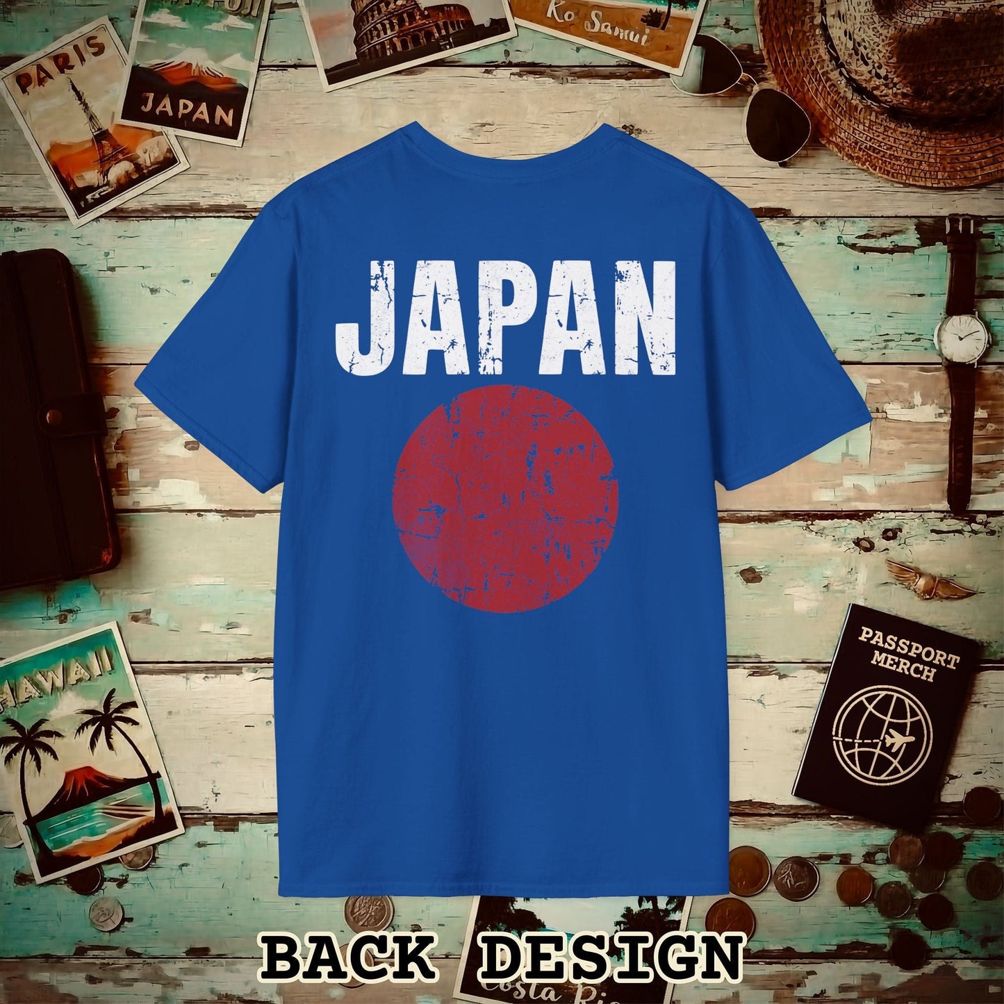 Japan Vintage Flag Back Print T-Shirt Royal / S