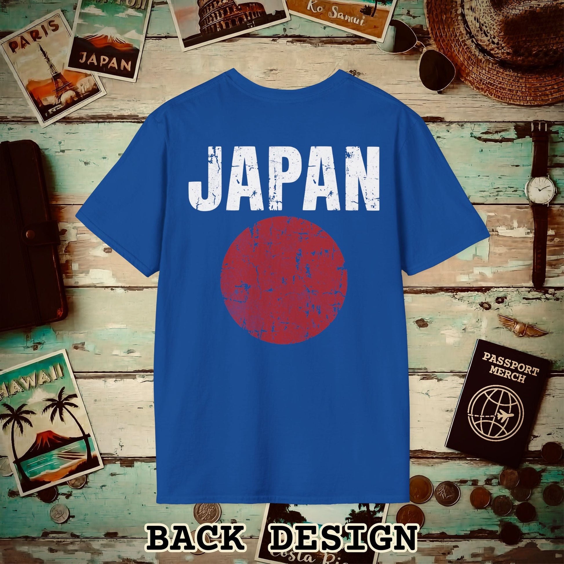 Japan Vintage Flag Back Print T-Shirt Royal / S