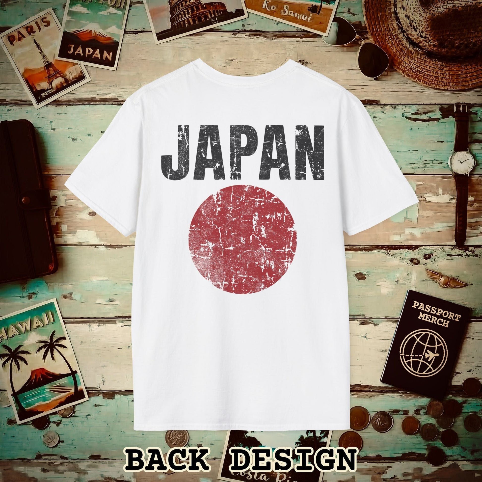Japan Vintage Flag Back Print T-Shirt White / S