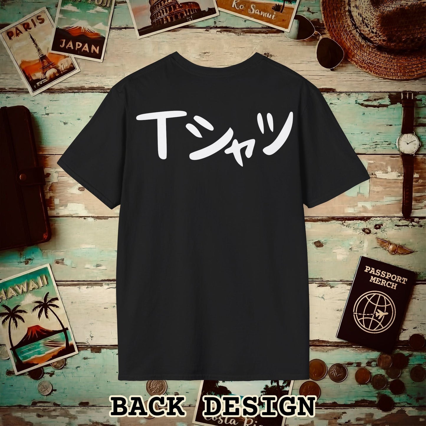 Japanese Language T-Shirt that says T-Shirt, Back Print Black / S