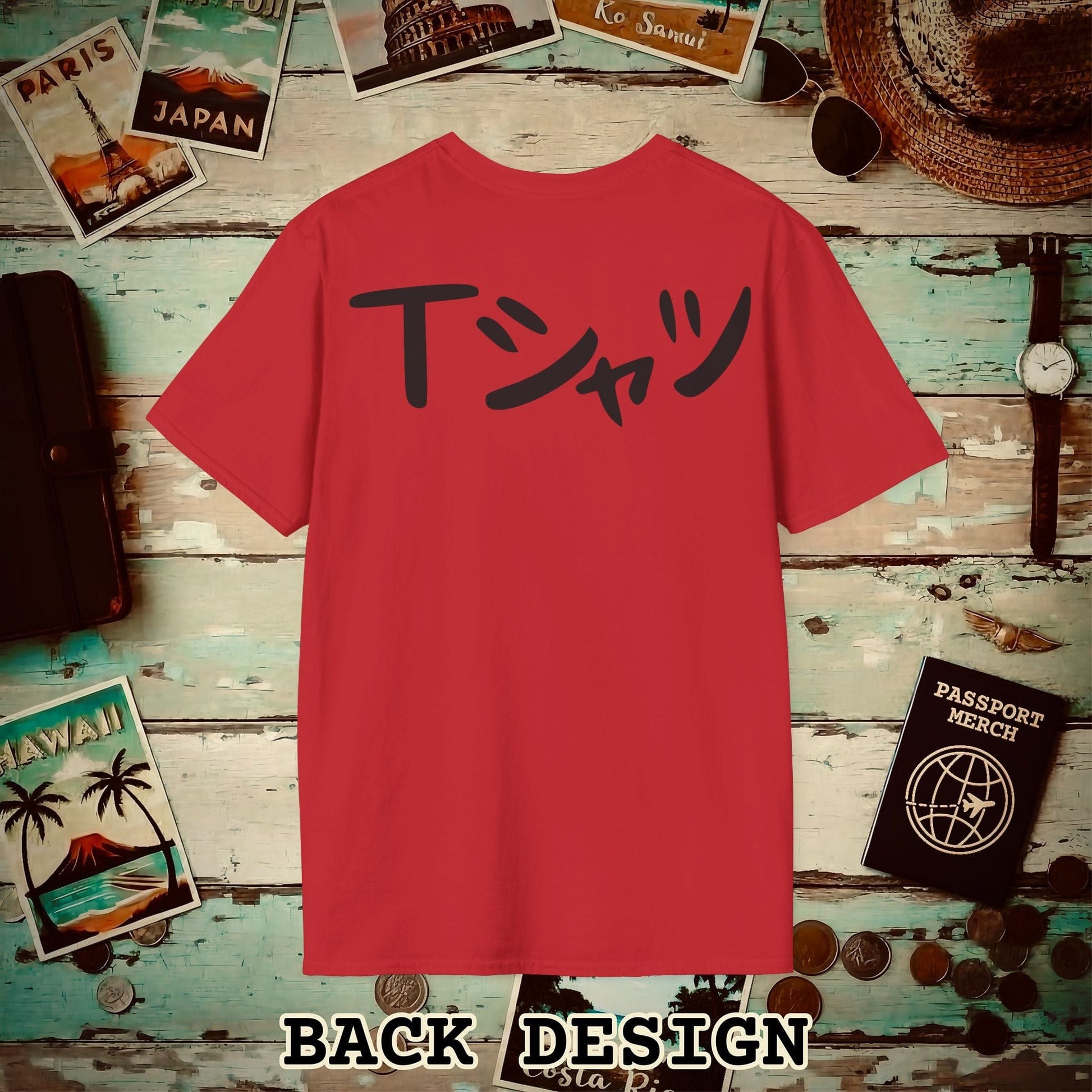 Japanese Language T-Shirt that says T-Shirt, Back Print Red / S