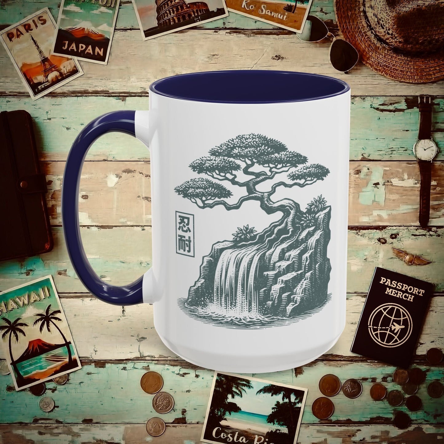 Japanese Nintai (Patience) Bonsai 15oz Mug Navy / 15oz