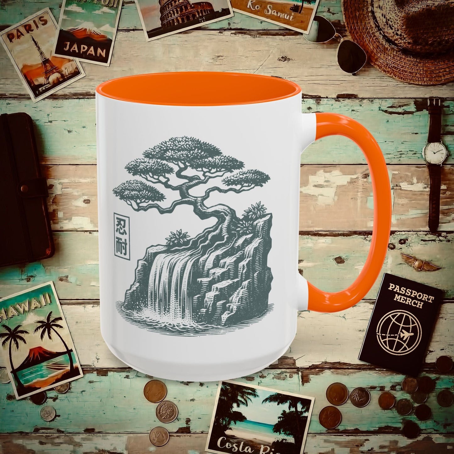 Japanese Nintai (Patience) Bonsai 15oz Mug Orange / 15oz