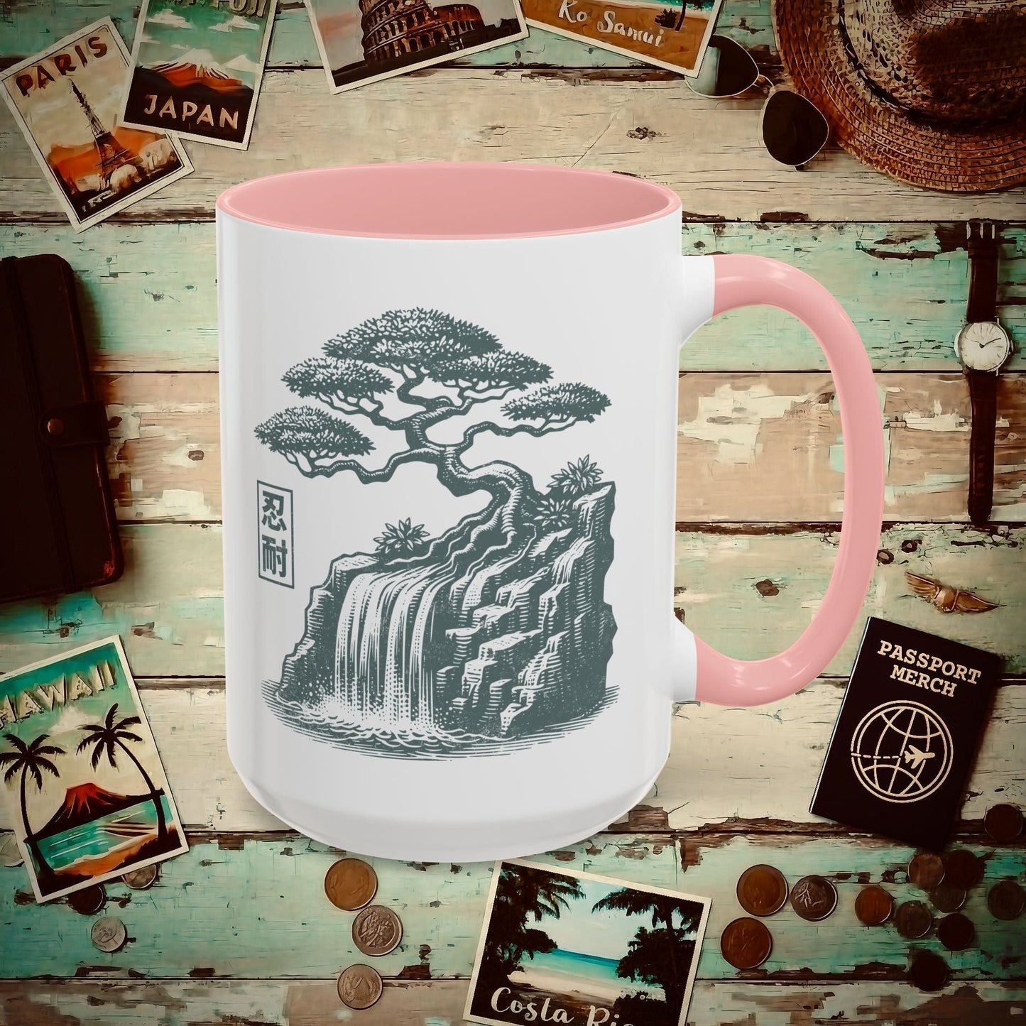 Japanese Nintai (Patience) Bonsai 15oz Mug Pink / 15oz