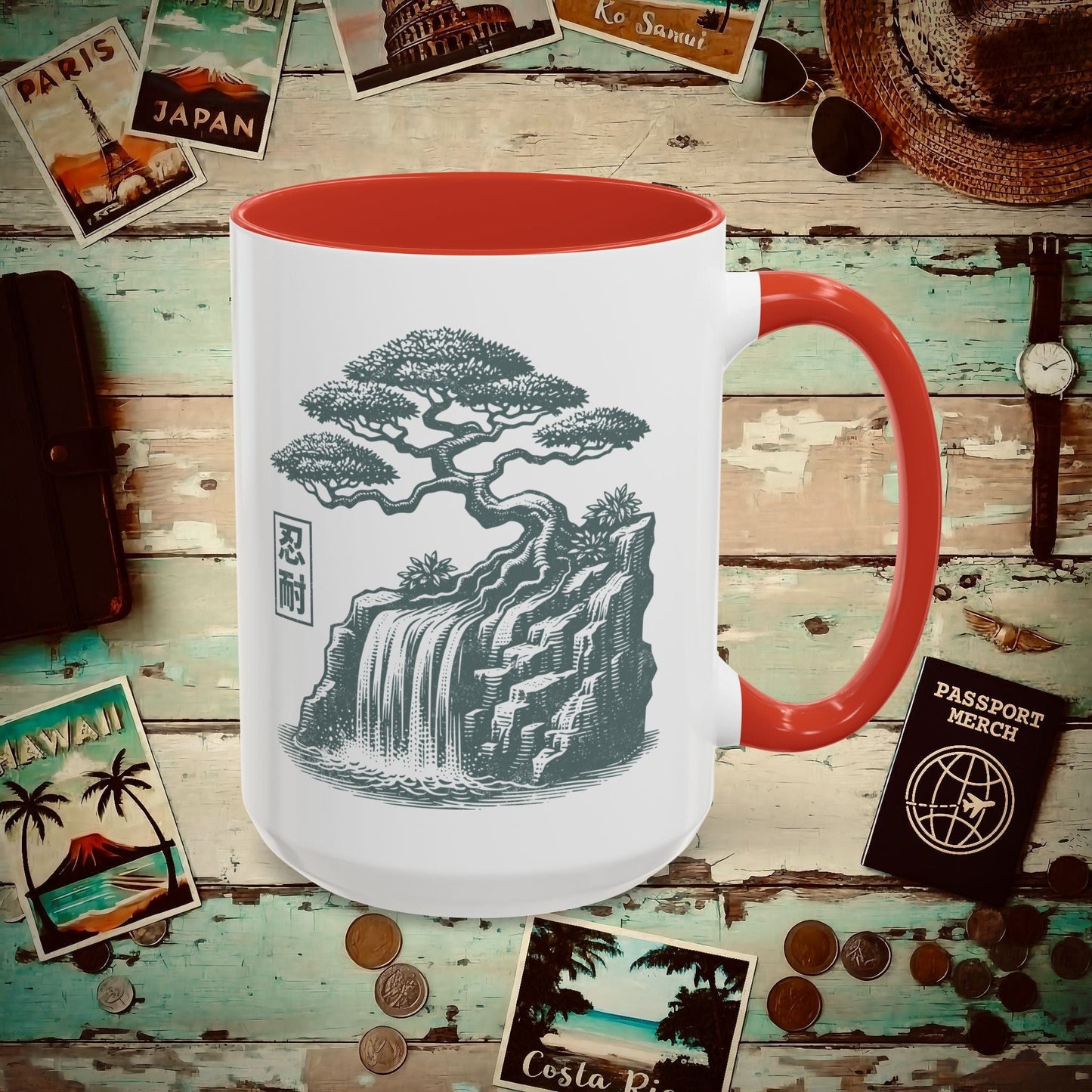Japanese Nintai (Patience) Bonsai 15oz Mug Red / 15oz