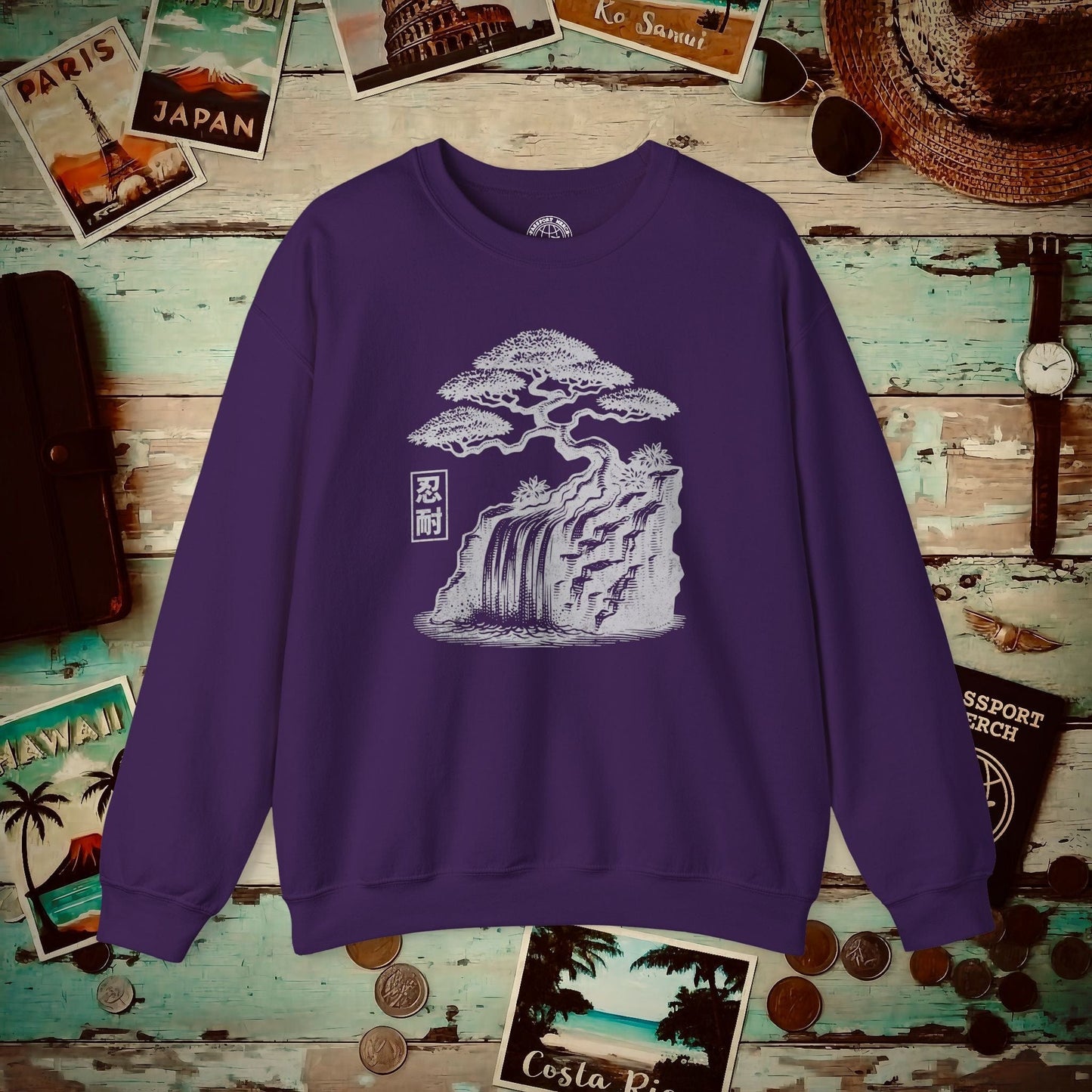 Japanese Nintai (Patience) Bonsai Crewneck Purple / S
