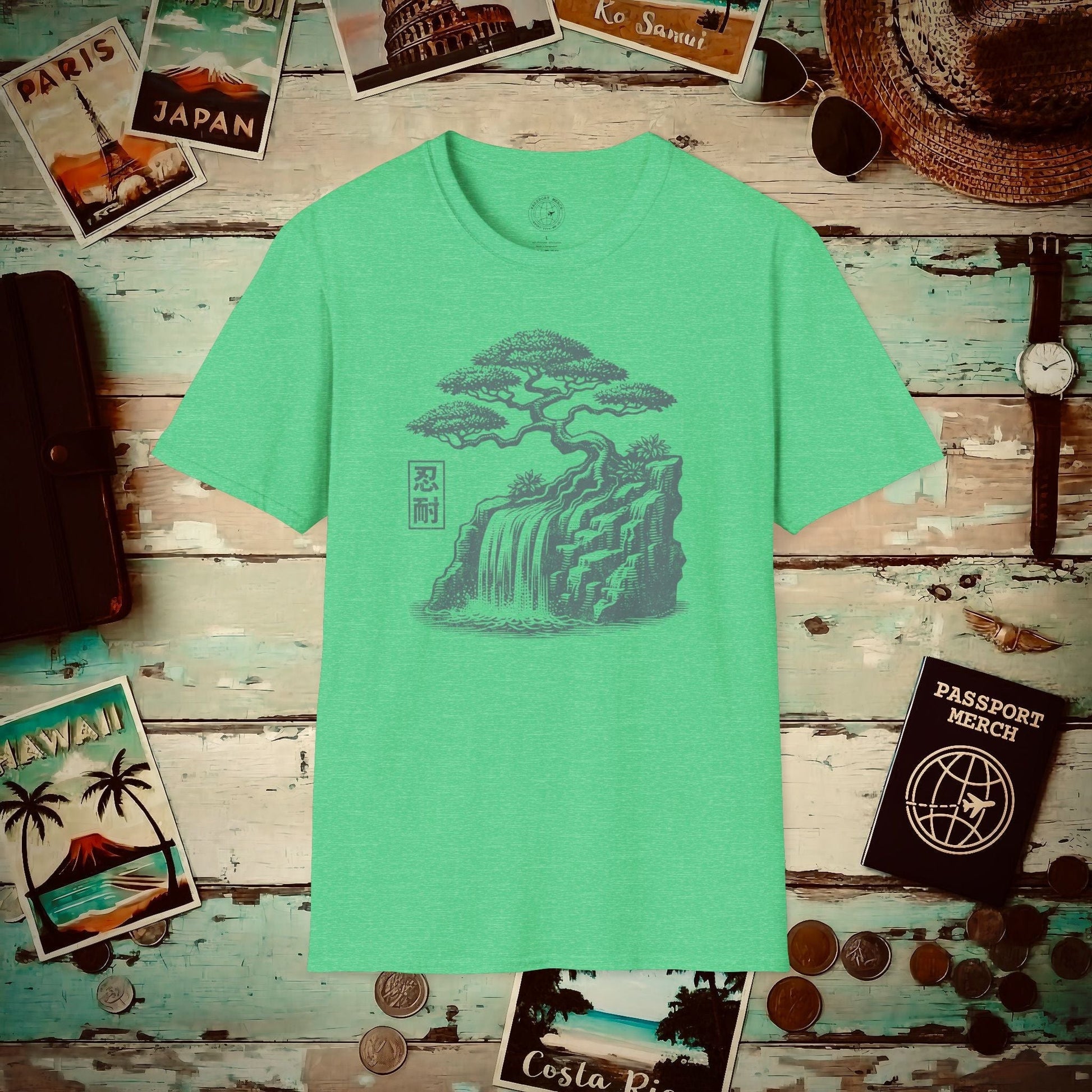 Japanese Nintai (Patience) Bonsai T-Shirt Heather Irish Green / S