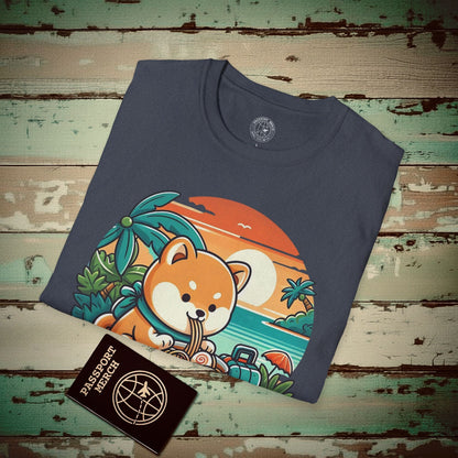 Japanese Shiba Inu Meets Hawaiian Saimin T-Shirt Heather Navy / S