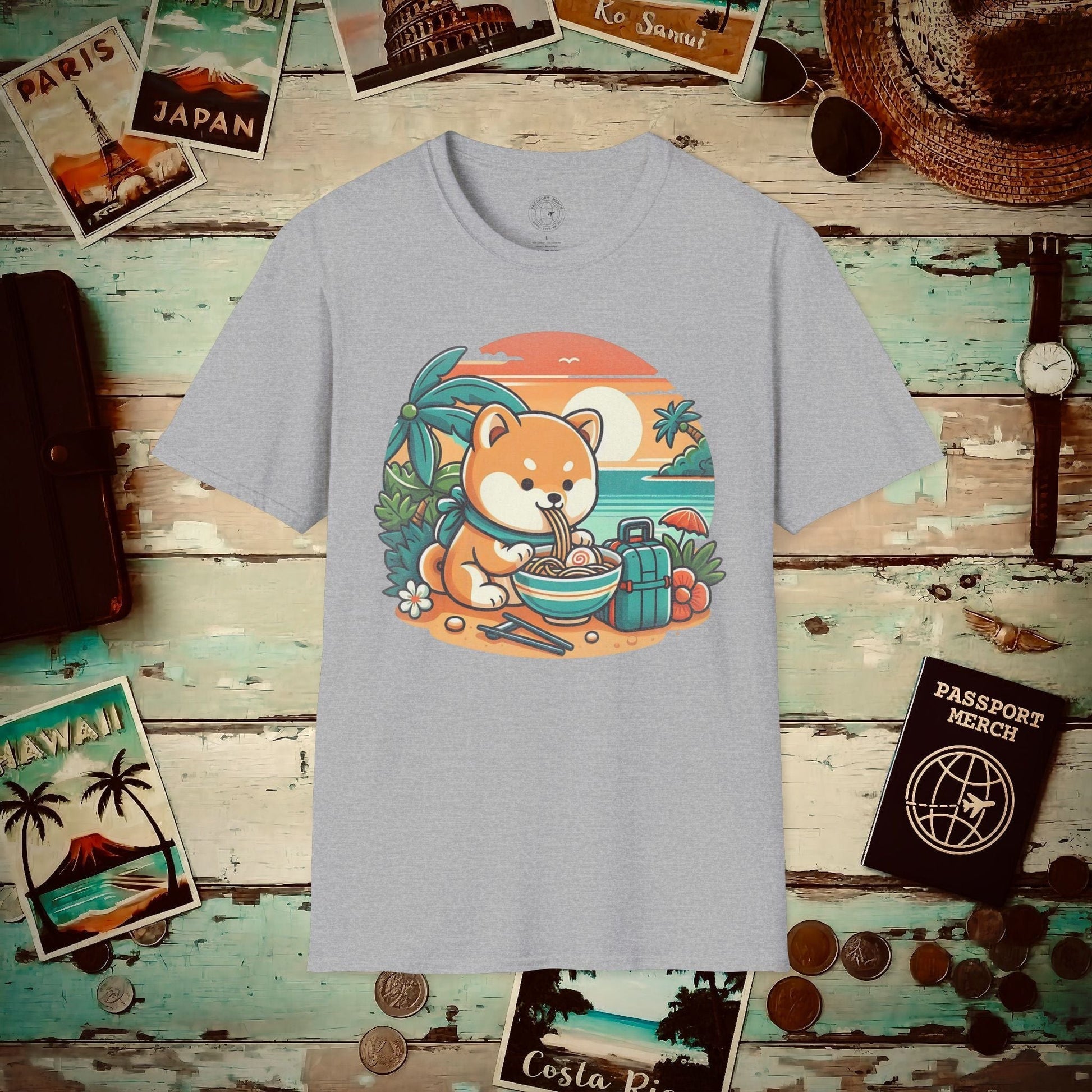 Japanese Shiba Inu Meets Hawaiian Saimin T-Shirt Sport Grey / S