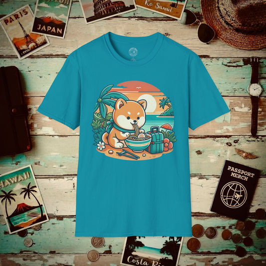 Japanese Shiba Inu Meets Hawaiian Saimin T-Shirt Tropical Blue / S