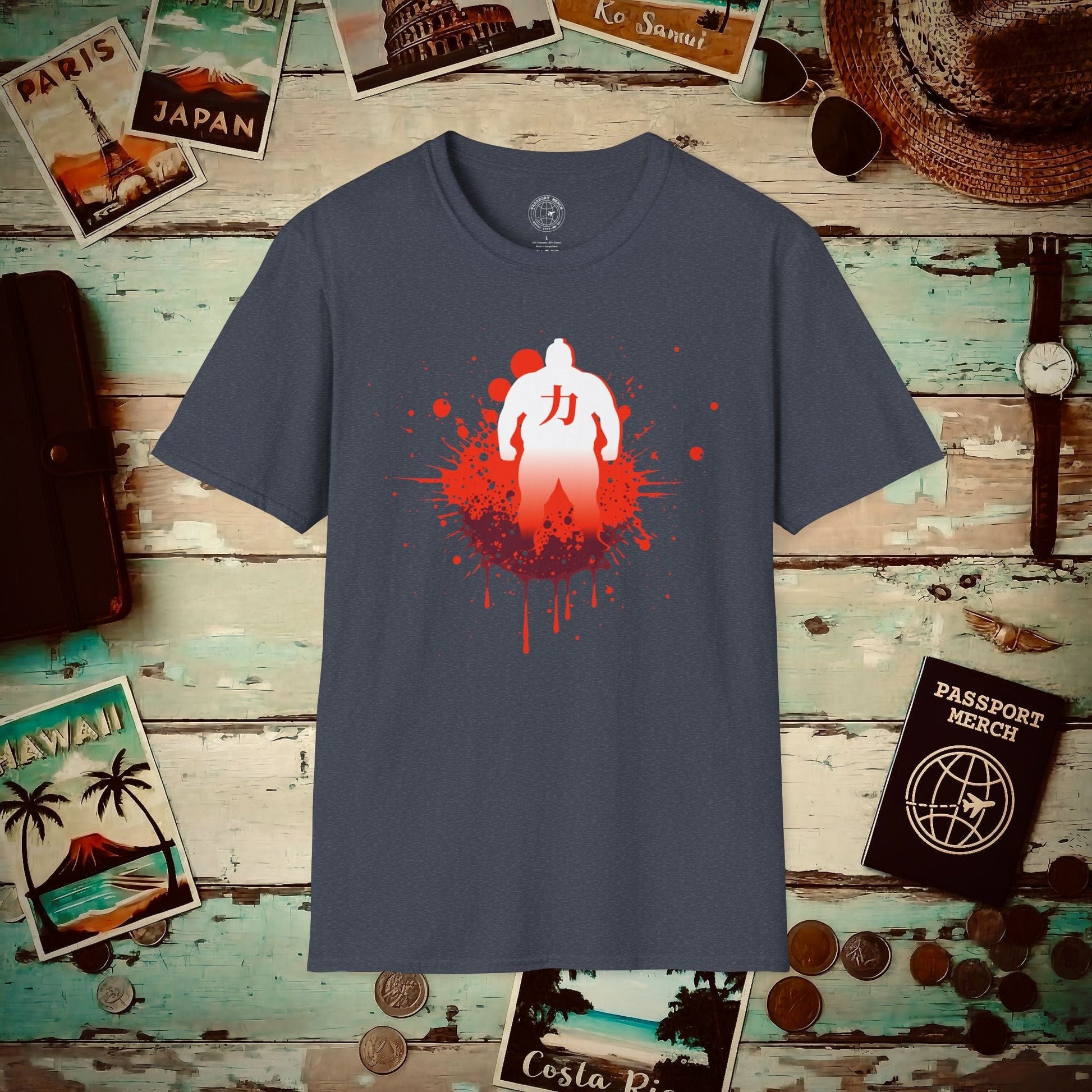 Japanese Sumo Chikara (Power) T-Shirt Heather Navy / S