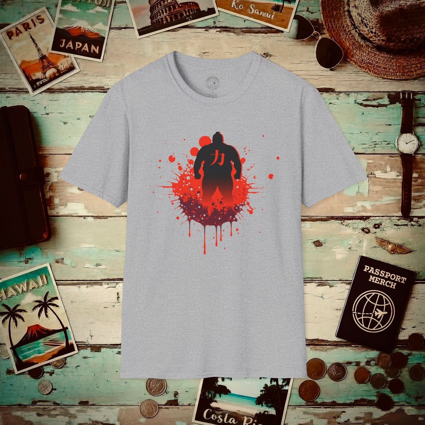 Japanese Sumo Chikara (Power) T-Shirt Sport Grey / S