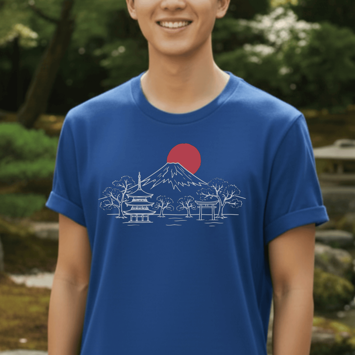 Japanese Sunrise Line Art T-Shirt