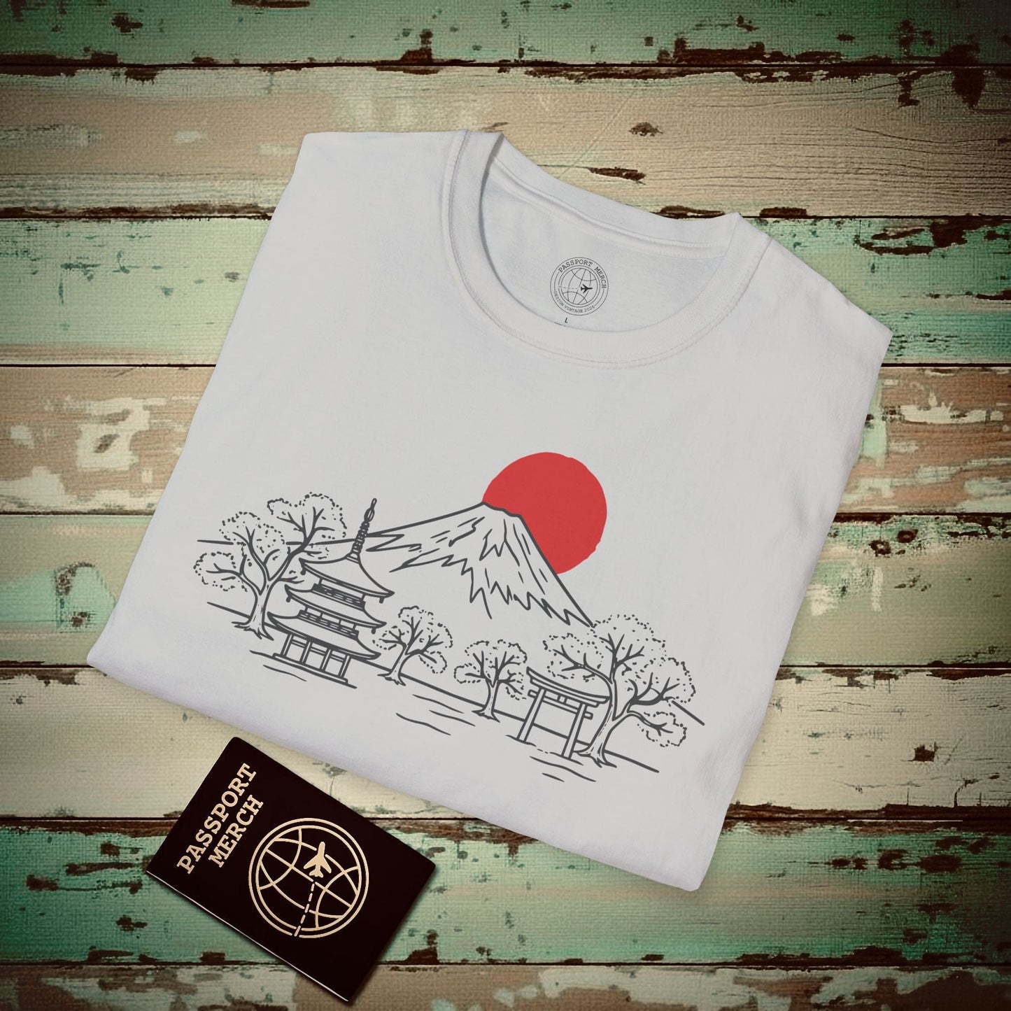 Japanese Sunrise Line Art T-Shirt Ice Grey / S
