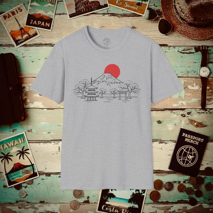 Japanese Sunrise Line Art T-Shirt Sport Grey / S