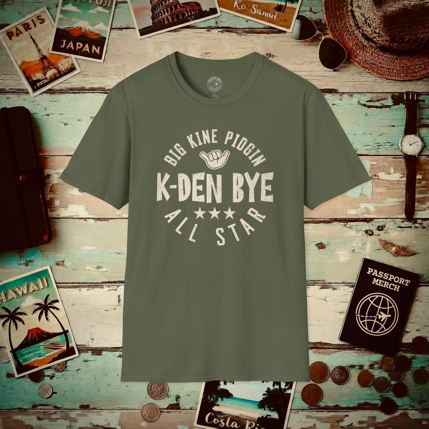 K-Den Bye (Pidgin All Star), Hawaii T-Shirt Military Green / S