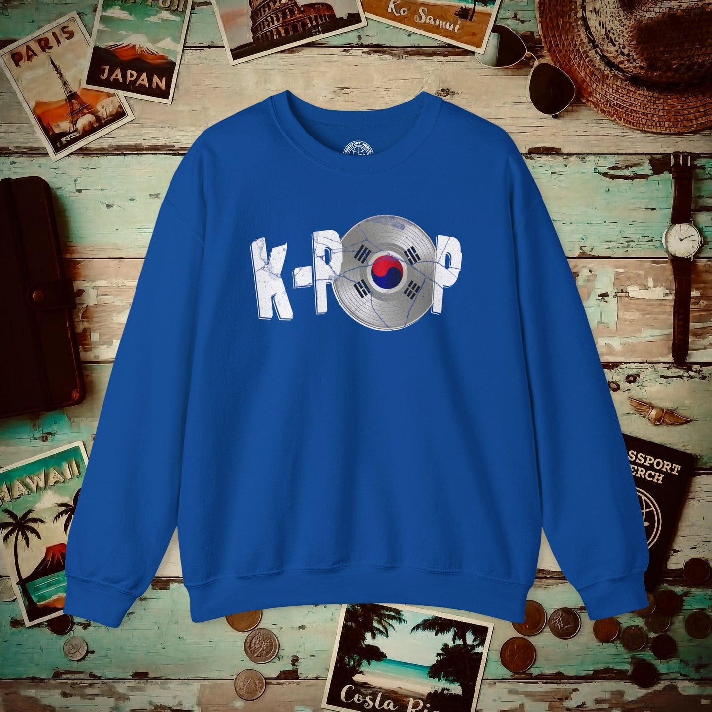 K-POP Vinyl, Korea Crewneck Royal / S