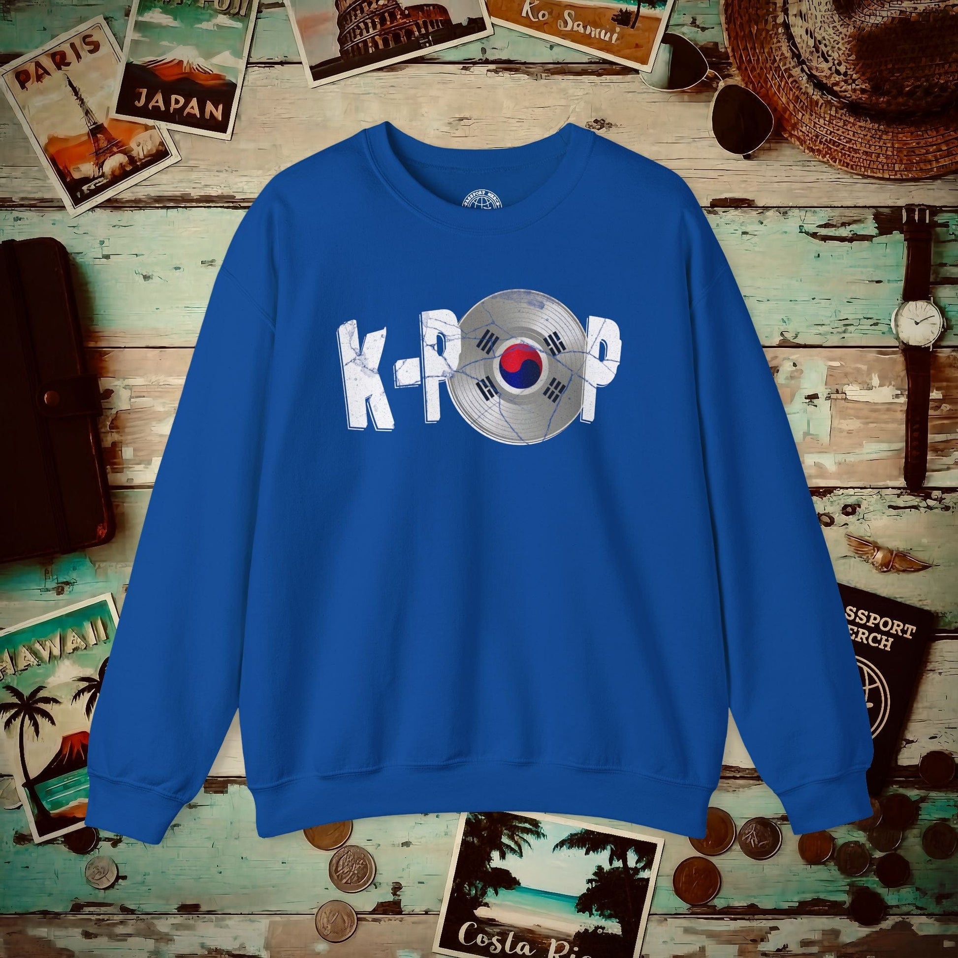 K-POP Vinyl, Korea Crewneck Royal / S