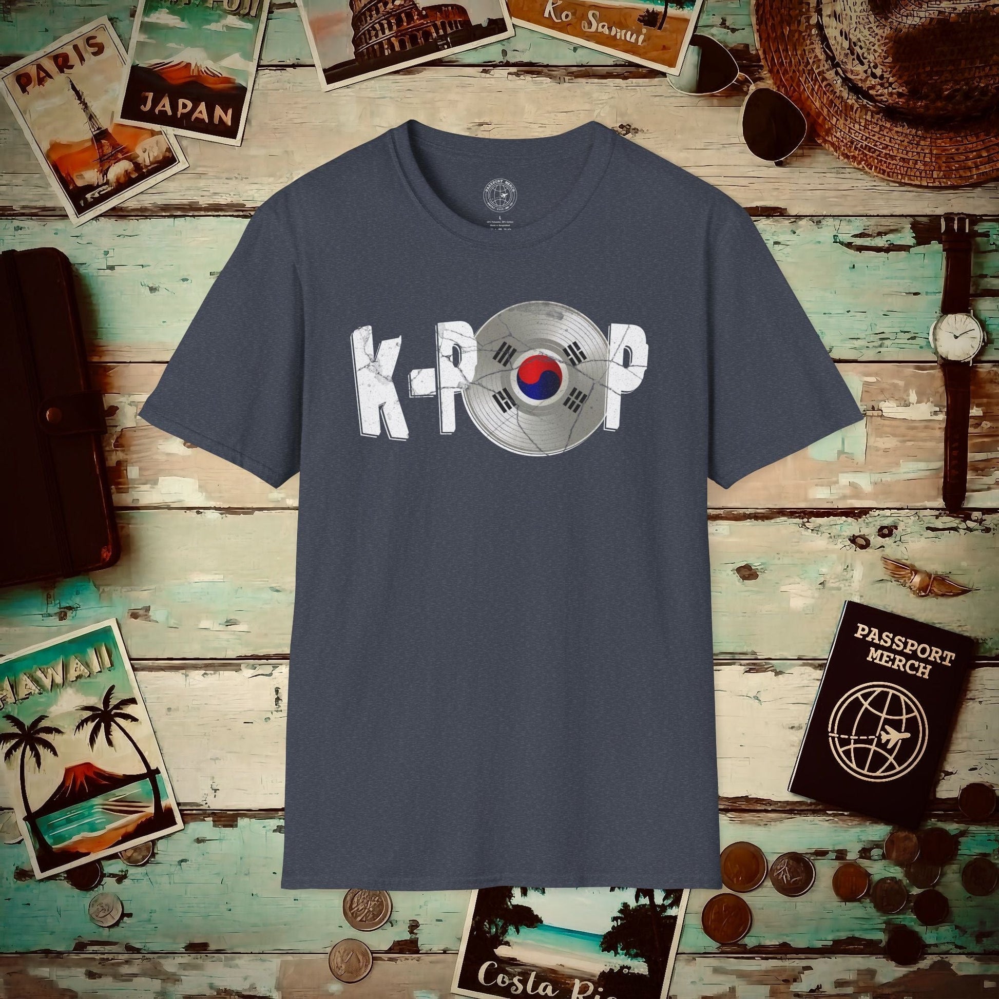 K-POP Vinyl, Korea T-Shirt Heather Navy / S