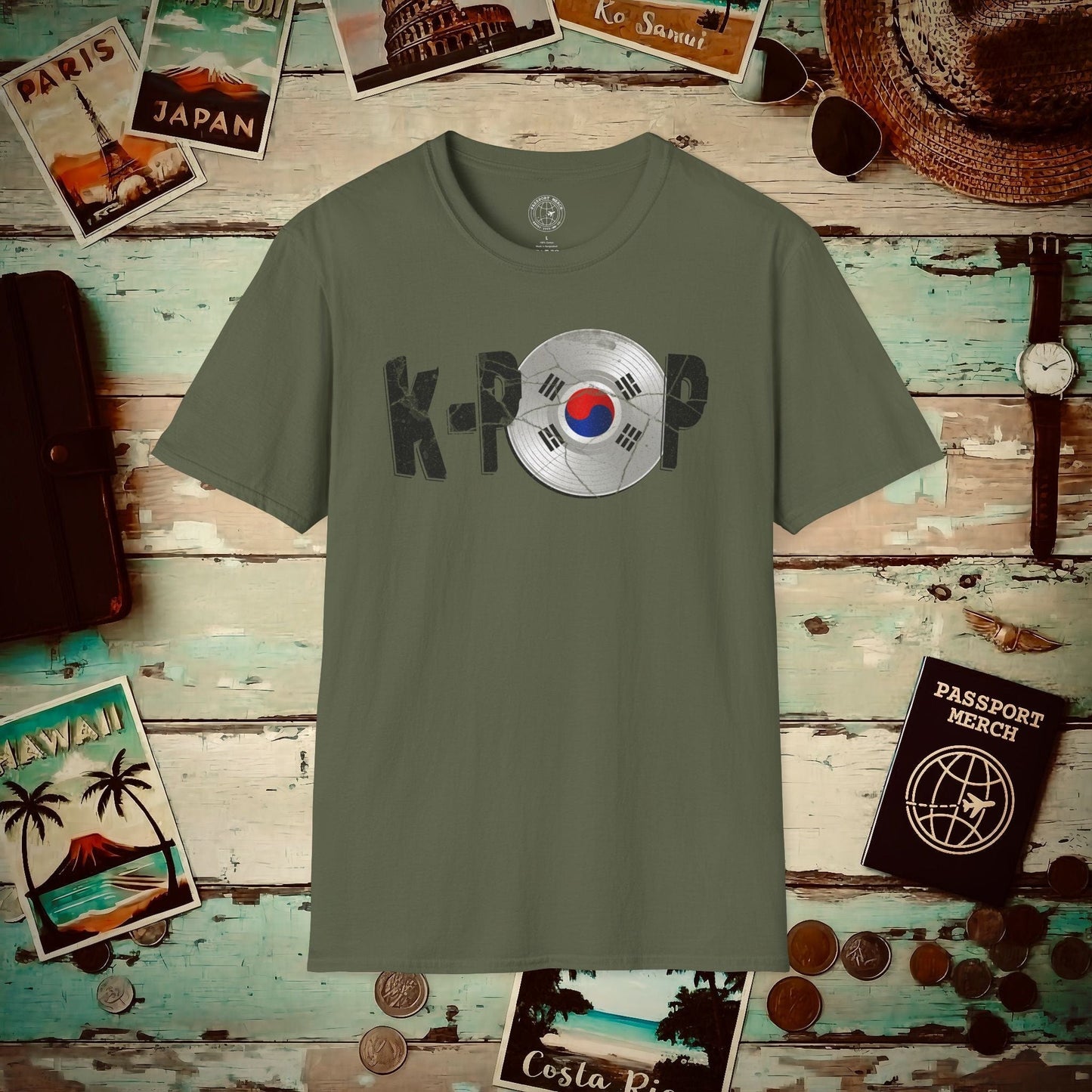 K-POP Vinyl, Korea T-Shirt Military Green / S