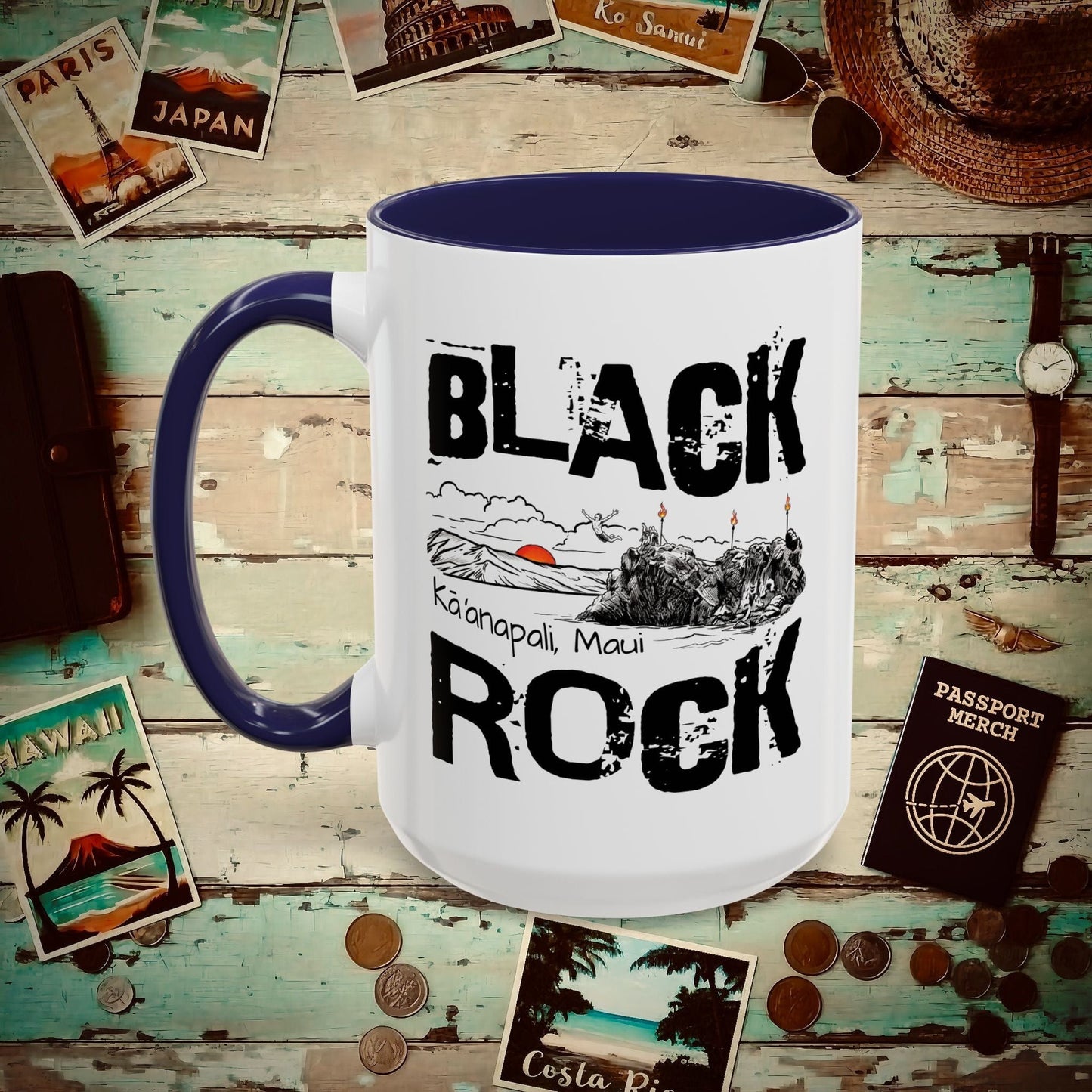 Kaanapali Maui Black Rock Jump, Hawaii 15oz Mug Navy / 15oz