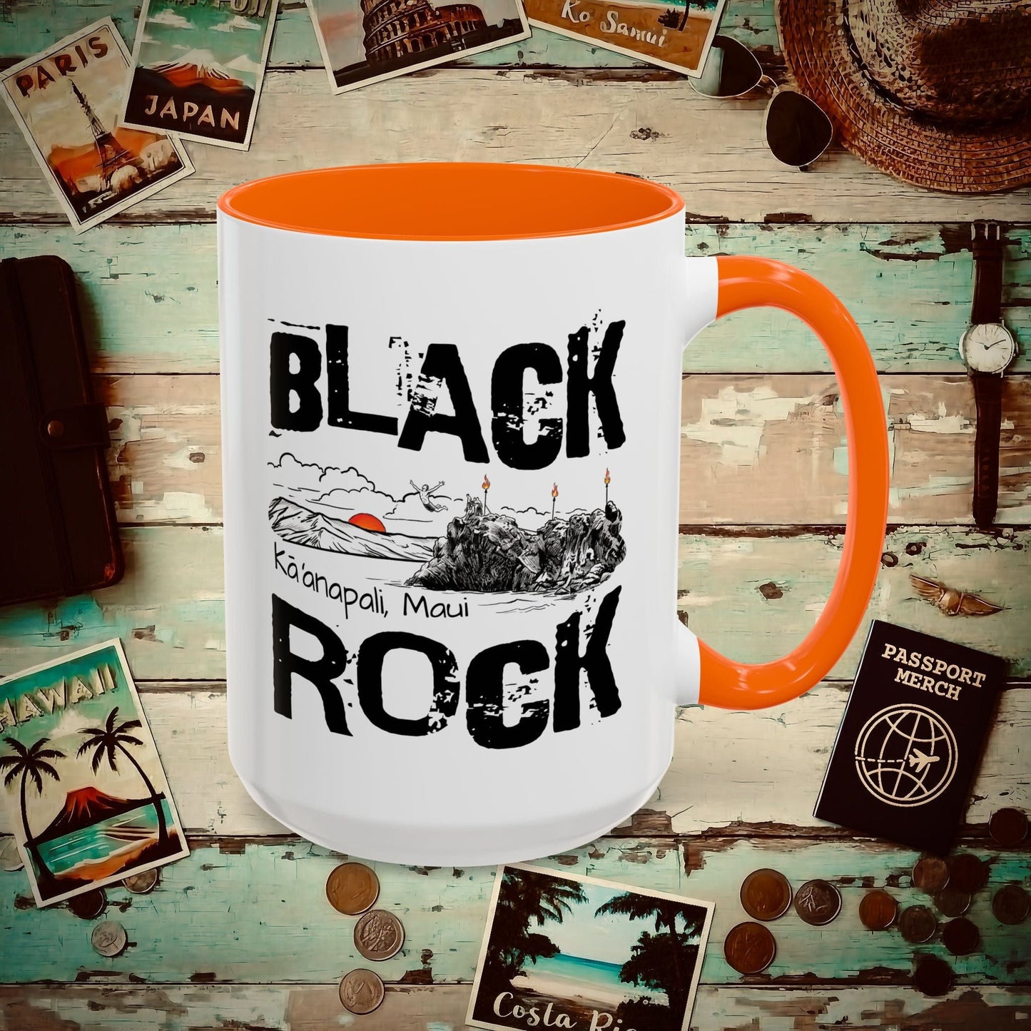 Kaanapali Maui Black Rock Jump, Hawaii 15oz Mug Orange / 15oz