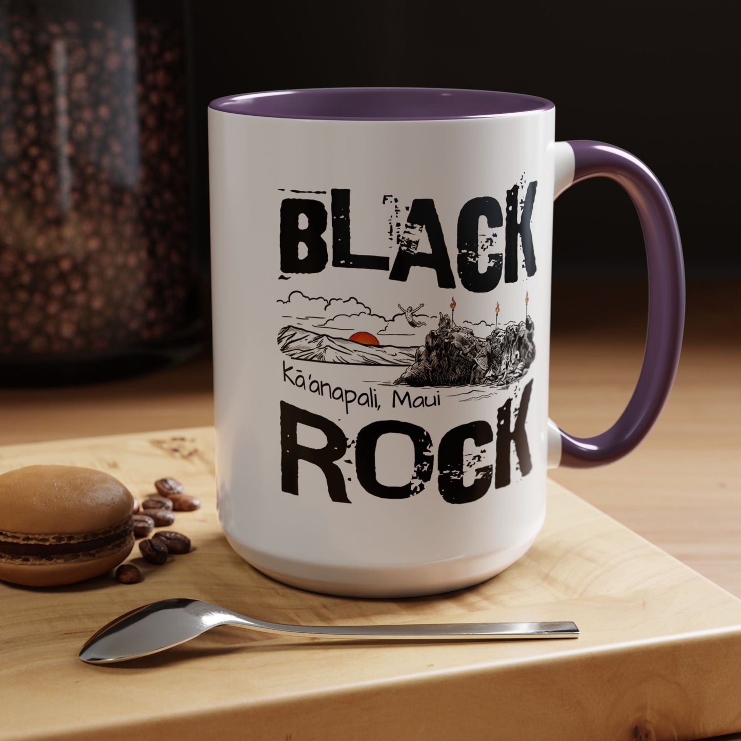 Kaanapali Maui Black Rock Jump, Hawaii 15oz Mug Purple / 15oz