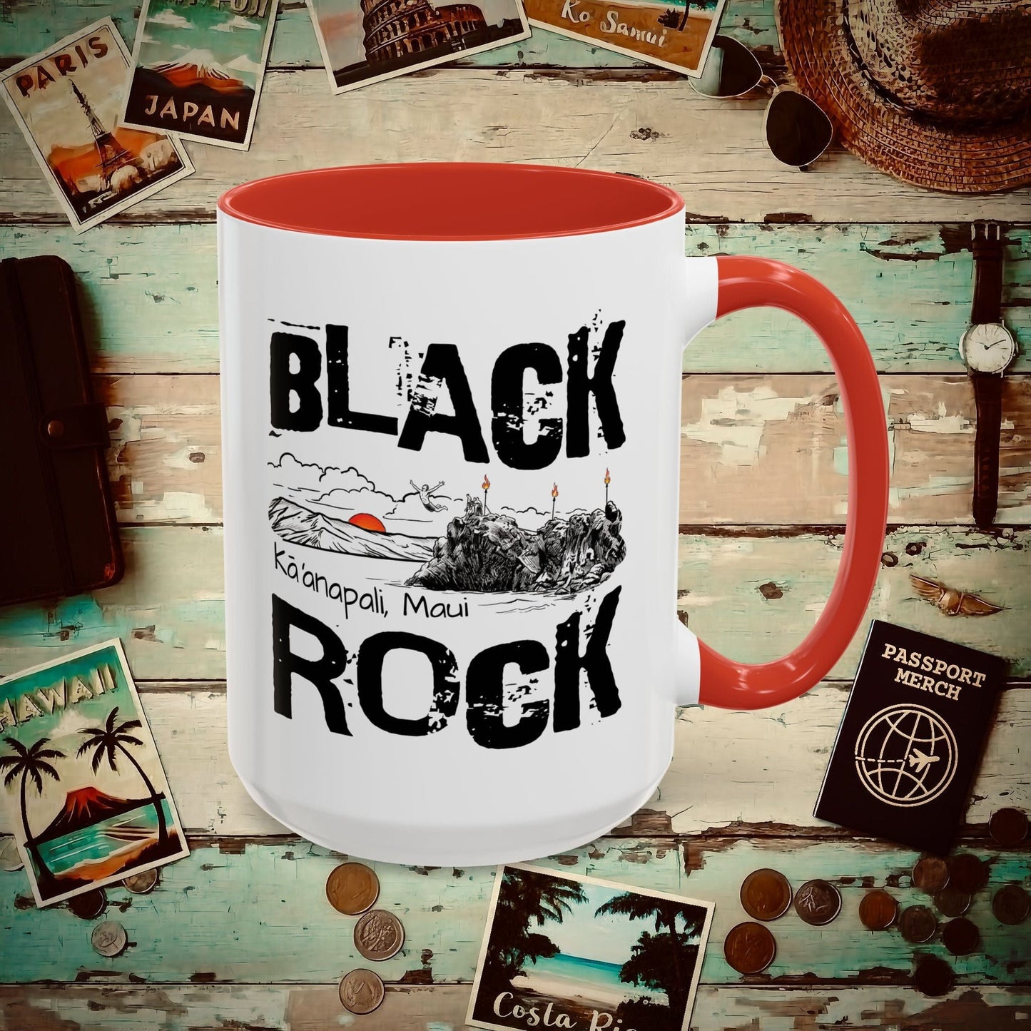 Kaanapali Maui Black Rock Jump, Hawaii 15oz Mug Red / 15oz