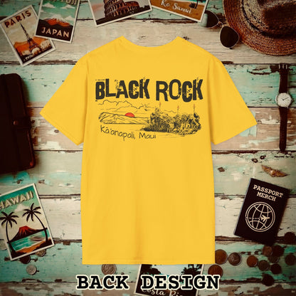 Kaanapali Maui Black Rock Jump, Hawaii Back Print T-Shirt Daisy / S