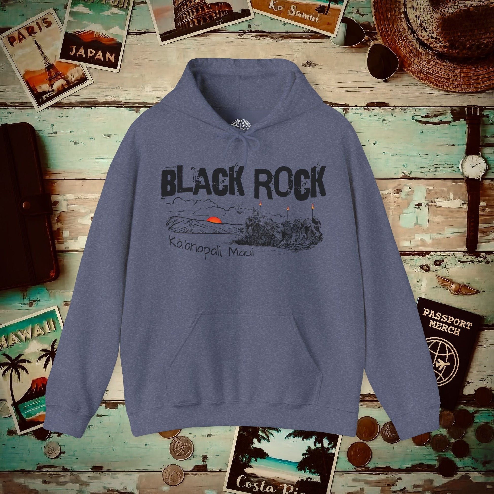 Kaanapali Maui Black Rock Jump, Hawaii Hoodie Heather Navy / S