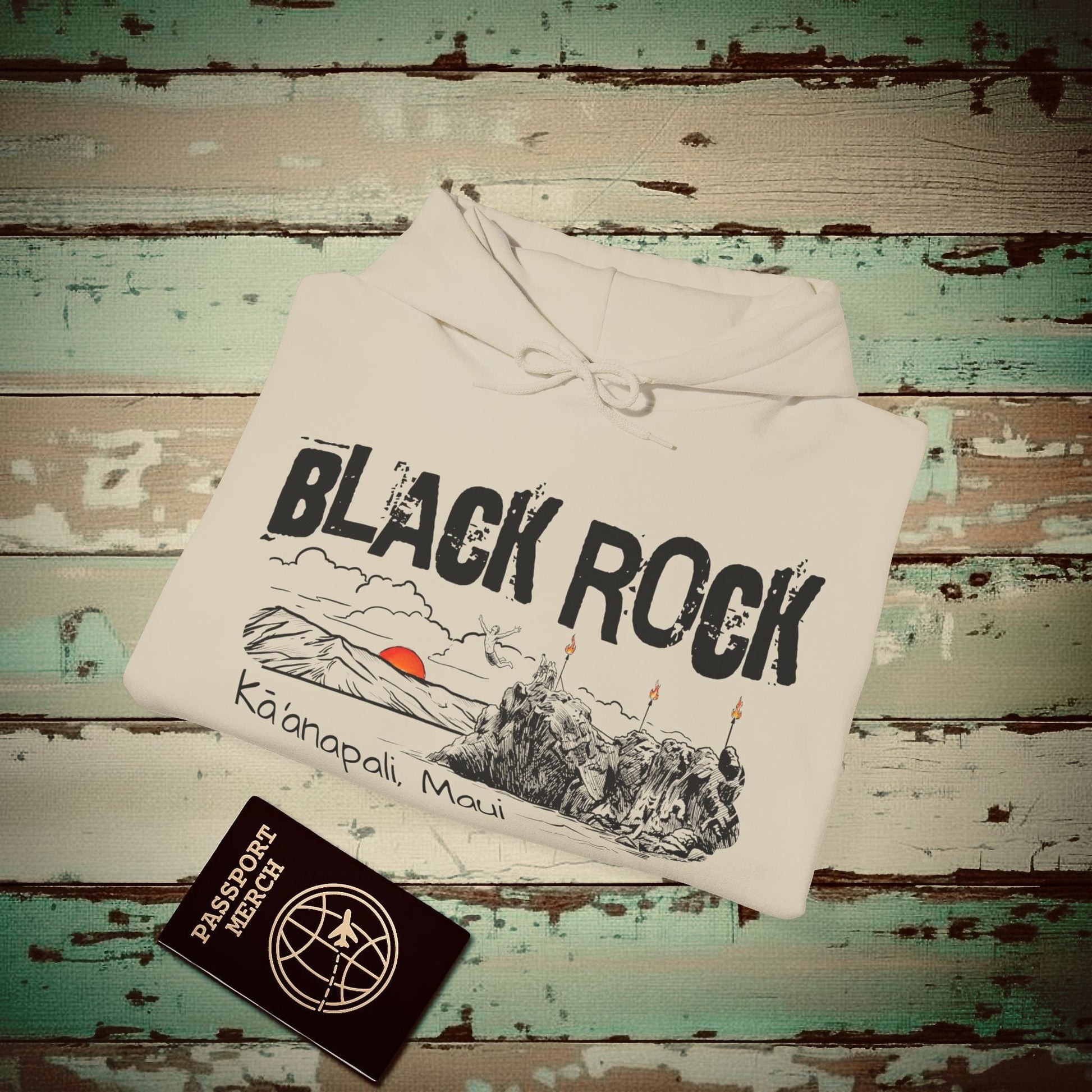 Kaanapali Maui Black Rock Jump, Hawaii Hoodie Sand / S
