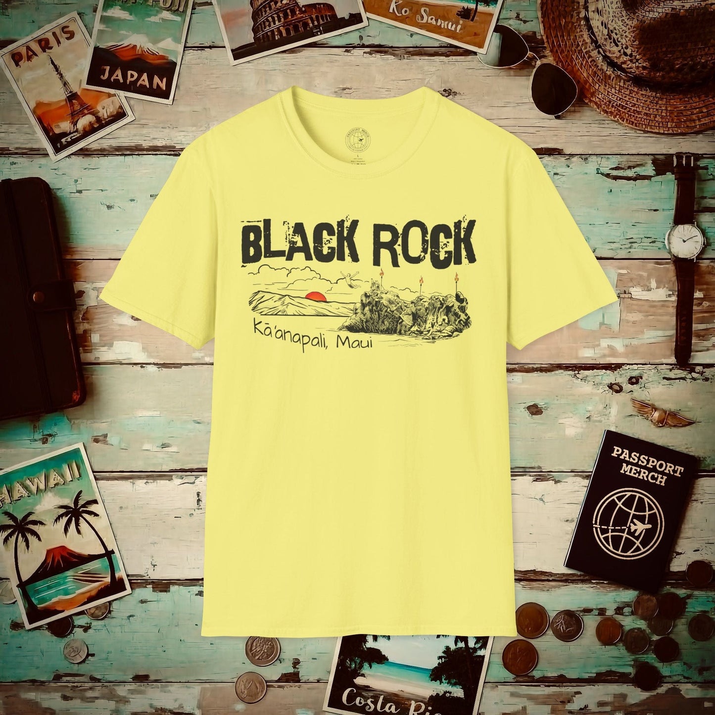 Kaanapali Maui Black Rock Jump, Hawaii T-Shirt Cornsilk / S