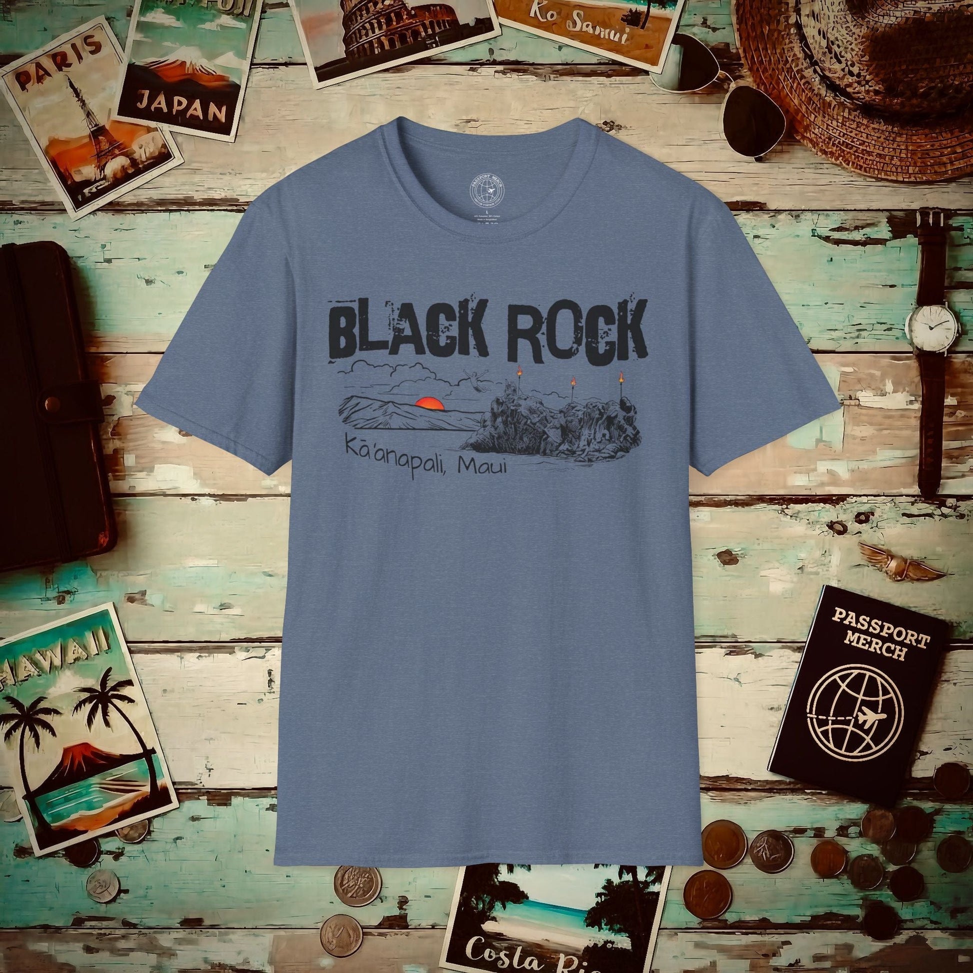 Kaanapali Maui Black Rock Jump, Hawaii T-Shirt Heather Indigo / S