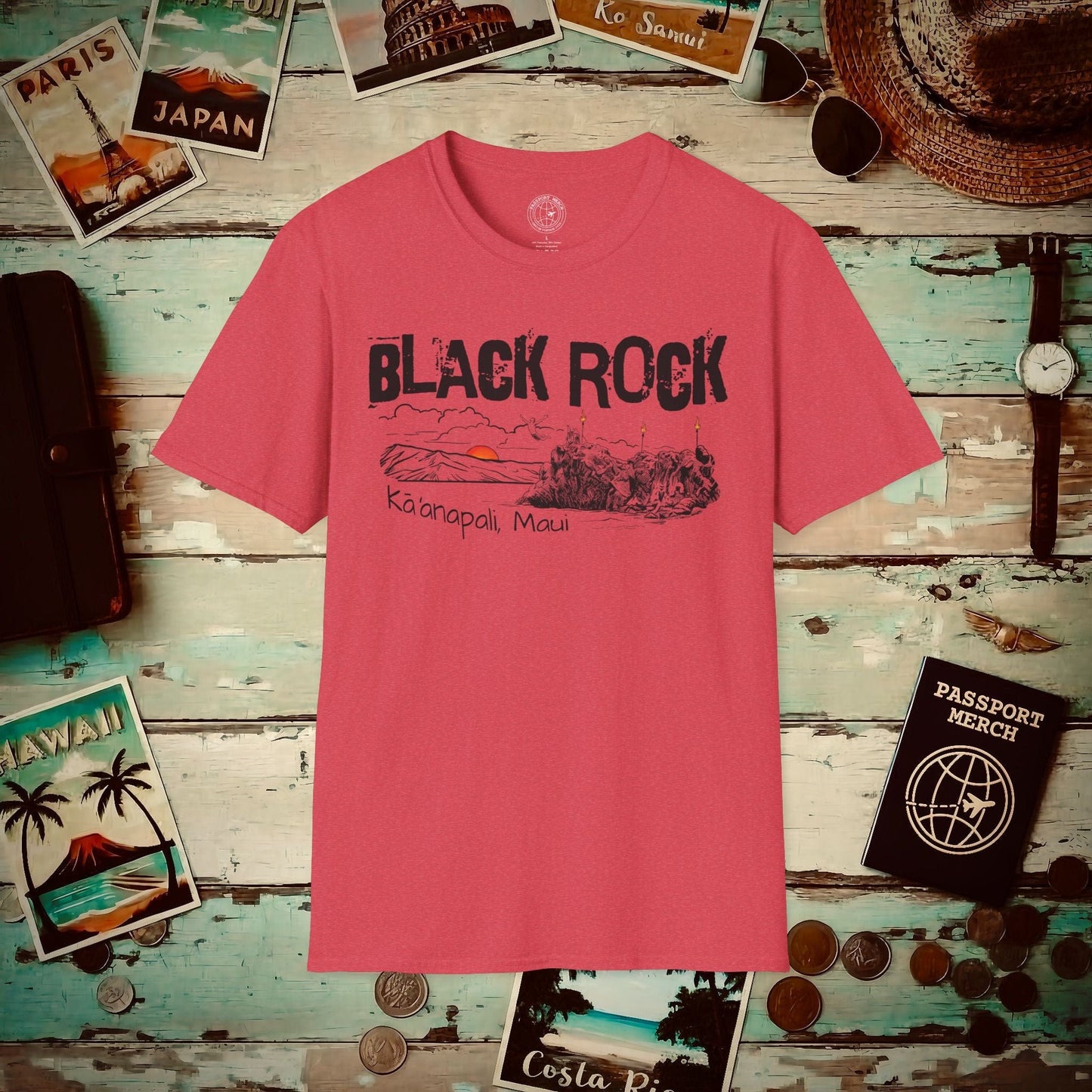 Kaanapali Maui Black Rock Jump, Hawaii T-Shirt Heather Red / S