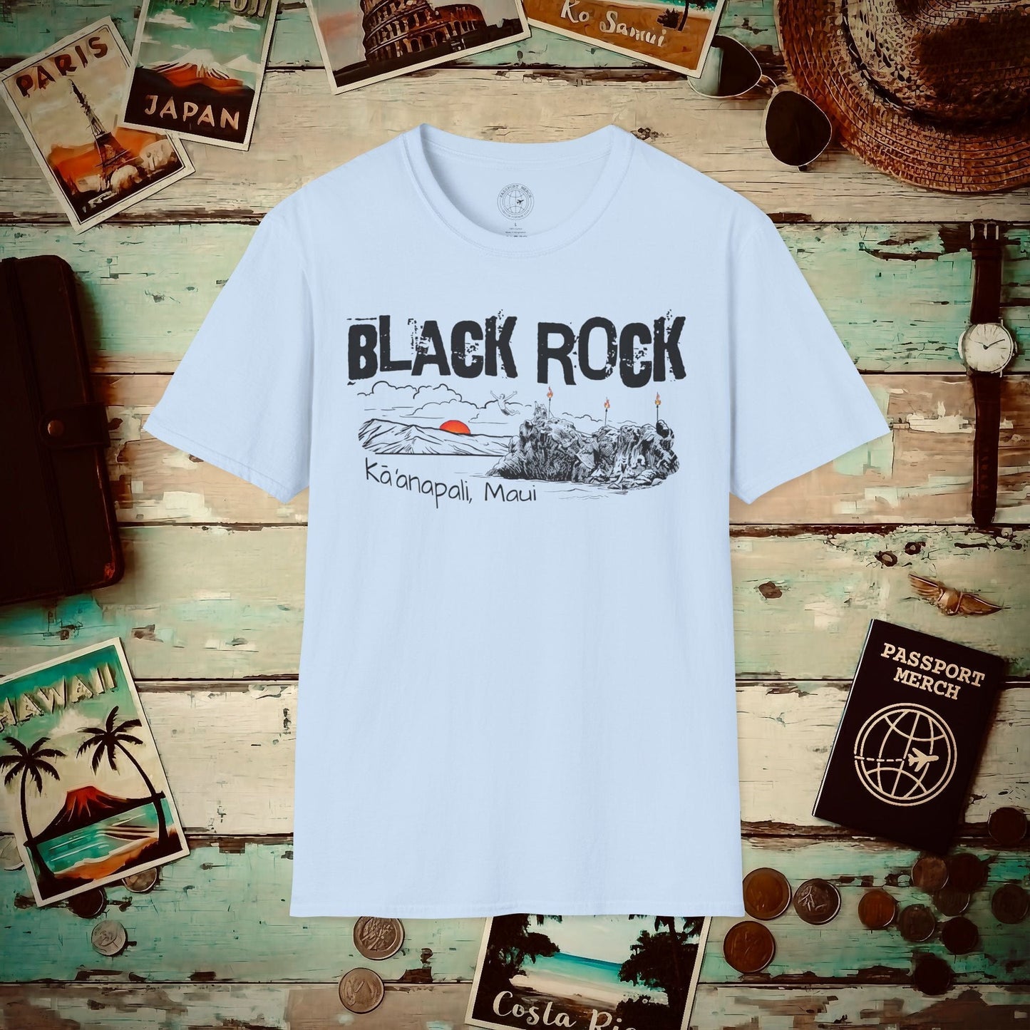 Kaanapali Maui Black Rock Jump, Hawaii T-Shirt Light Blue / S