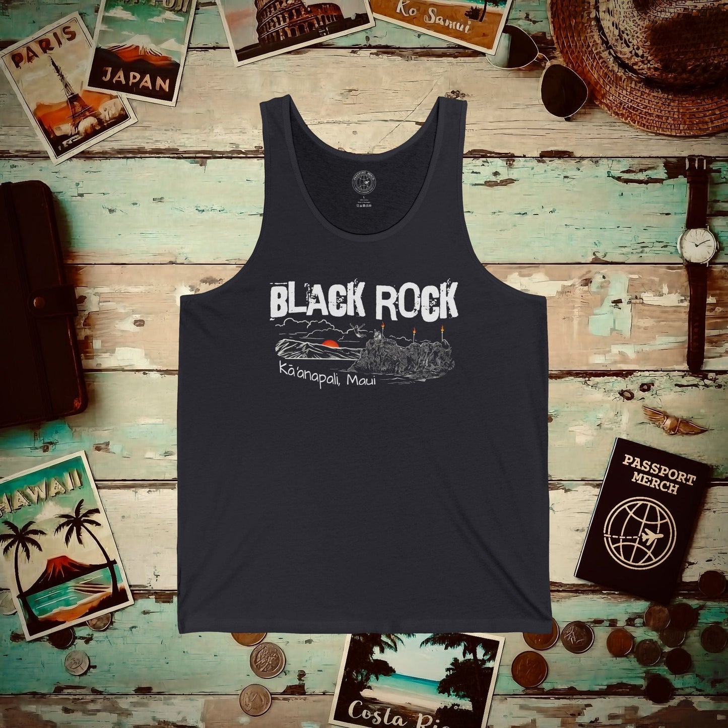 Kaanapali Maui Black Rock Jump, Hawaii Tank Top Dark Grey / XS
