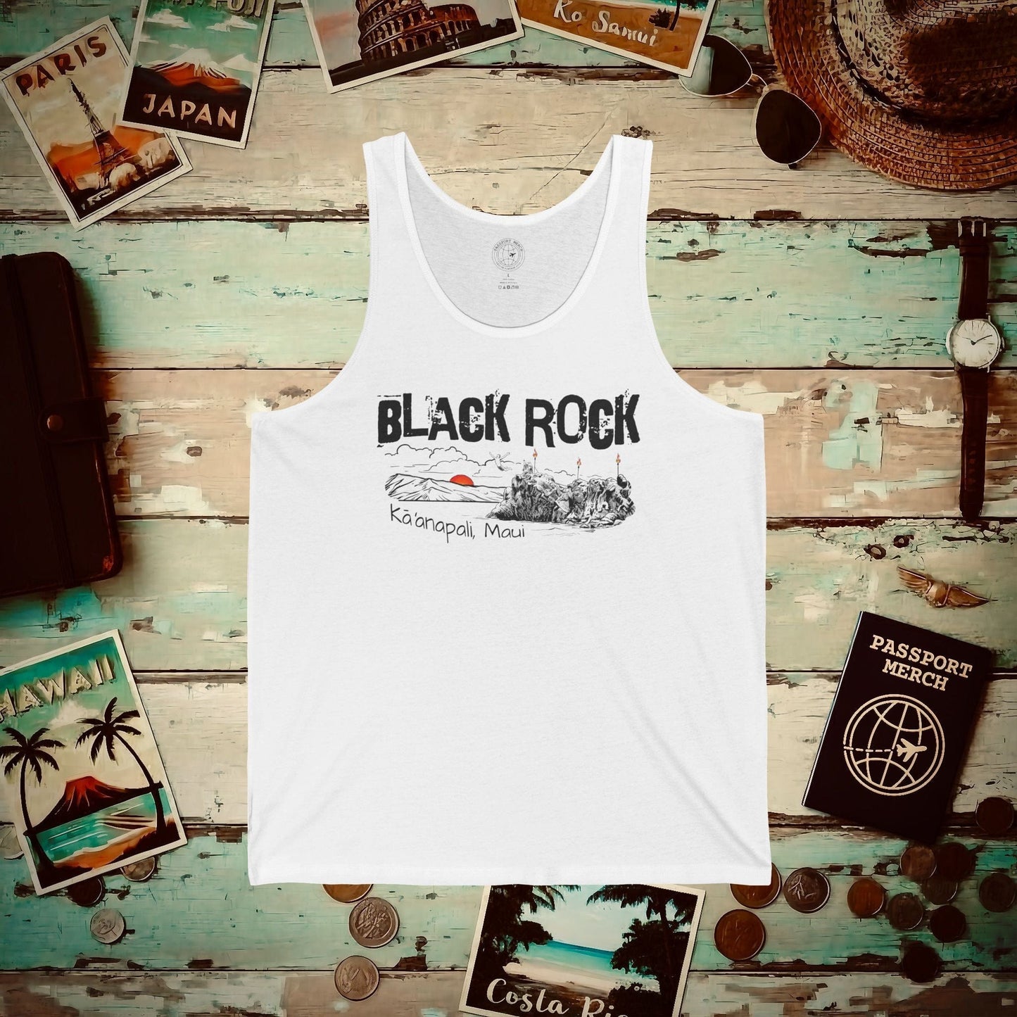 Kaanapali Maui Black Rock Jump, Hawaii Tank Top White / XS
