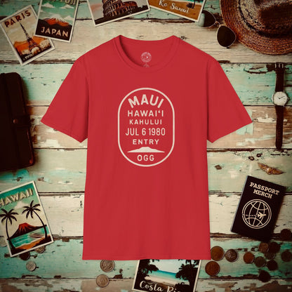 Kahului, Maui, Hawaii - Vintage Passport Stamp T-Shirt Red / S