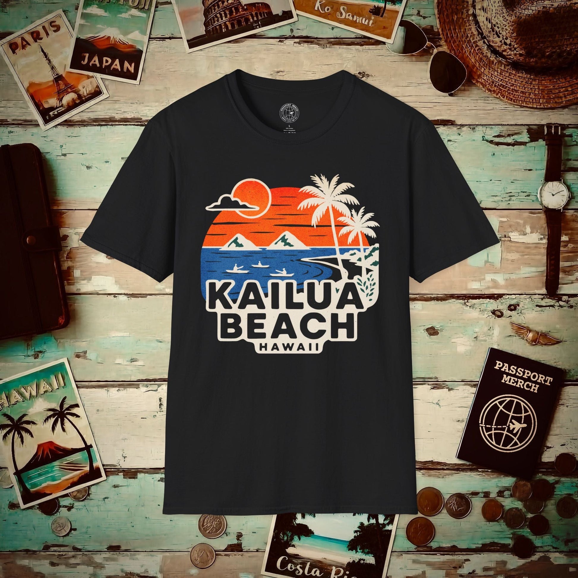 Kailua Beach, Hawaii - 80's Vintage T-Shirt Black / S
