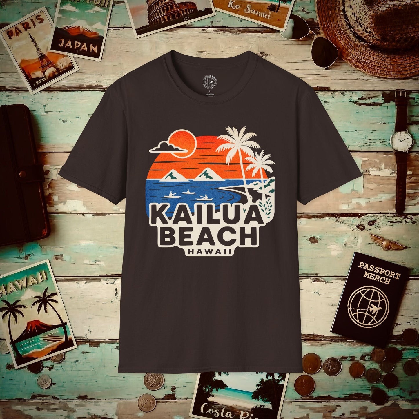 Kailua Beach, Hawaii - 80's Vintage T-Shirt Dark Chocolate / S