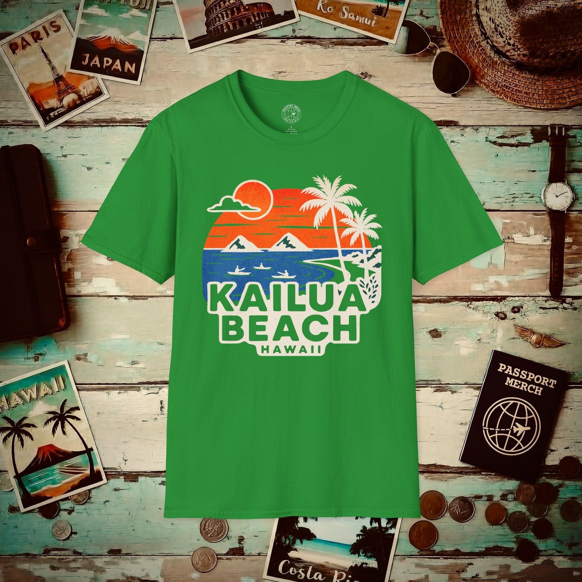 Kailua Beach, Hawaii - 80's Vintage T-Shirt Irish Green / S