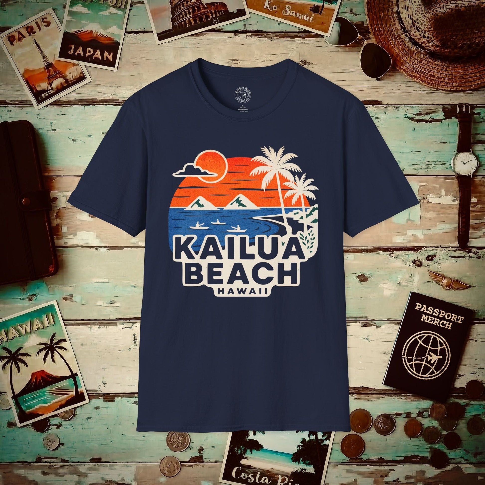 Kailua Beach, Hawaii - 80's Vintage T-Shirt Navy / S
